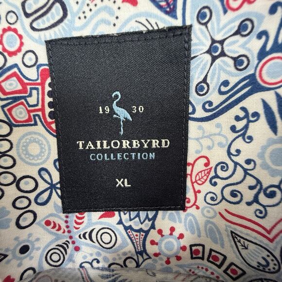 Tailorbyed Men’s Casual Button Down‎ Long Sleeve Shirt Paisley Red White Blue XL - Picture 3 of 8